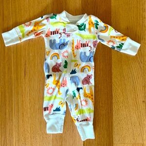 Hanna Andersson animal print pajamas, preowned, size NB